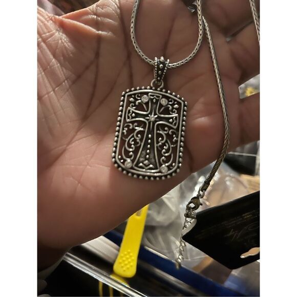 Halle Joy Cross Pendant Silver Chain - Picture 8 of 10